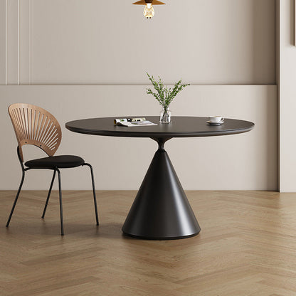 Modern Minimalist Round Solid Multi-Layer Plate Carbon Steel Dining Table for 4 Seats