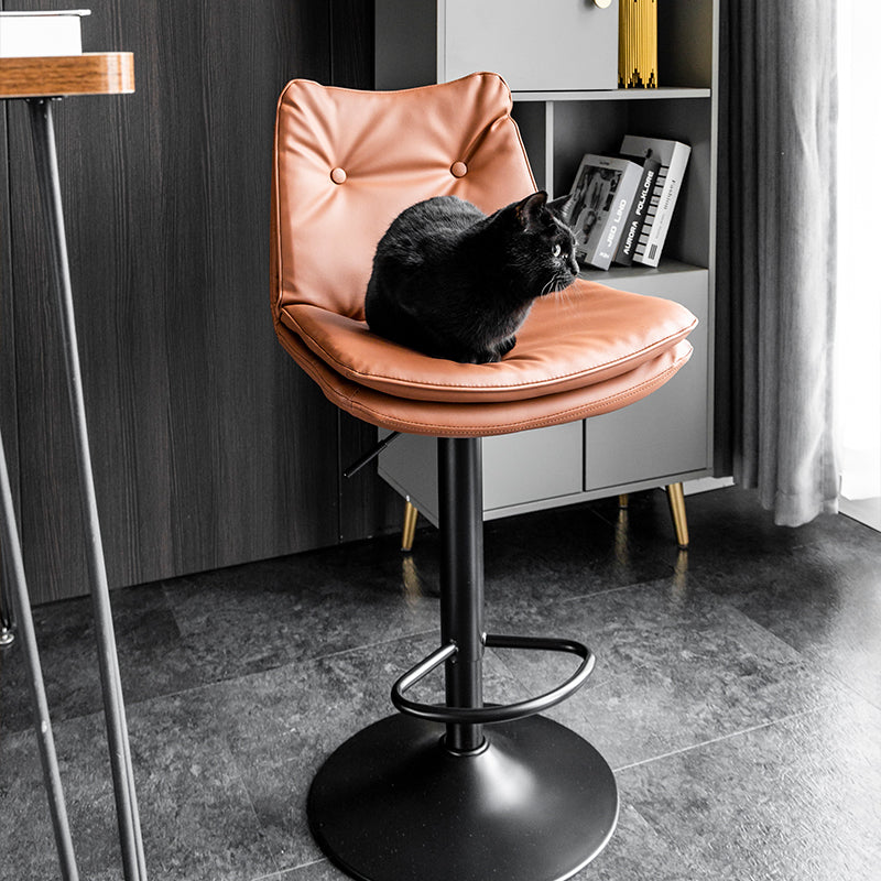 Modern Minimalist Rectangular Nappa Leather Iron Bar Stool Backrest Armless For Dining Room