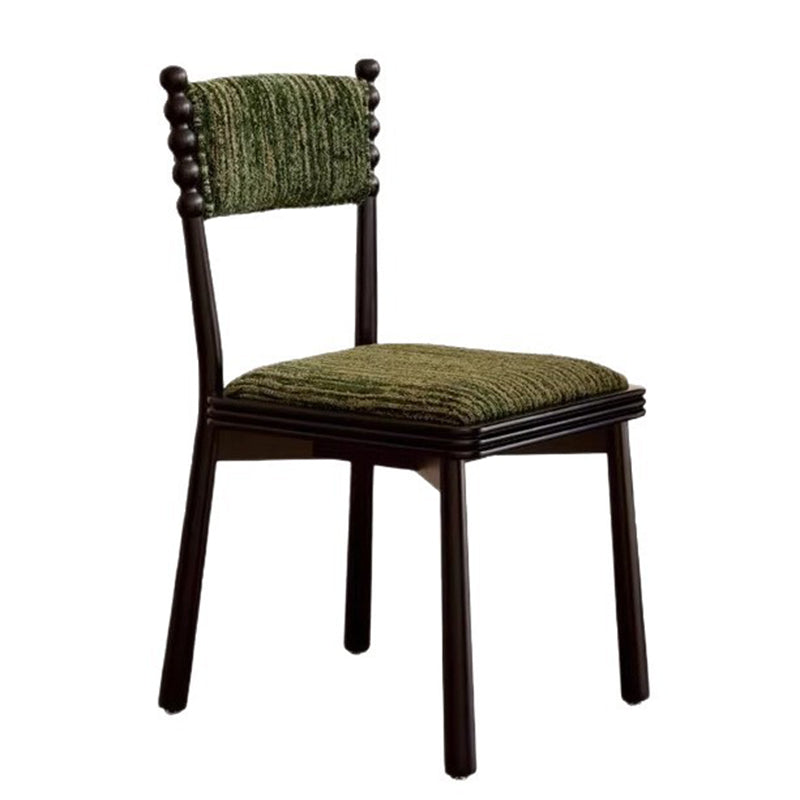 Traditional French Rectangular Chenille Yarn Solid Wood Dining Chair Backrest Armless For Dining Room