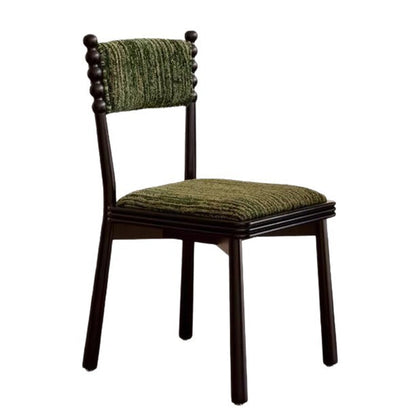 Traditional French Rectangular Chenille Yarn Solid Wood Dining Chair Backrest Armless For Dining Room