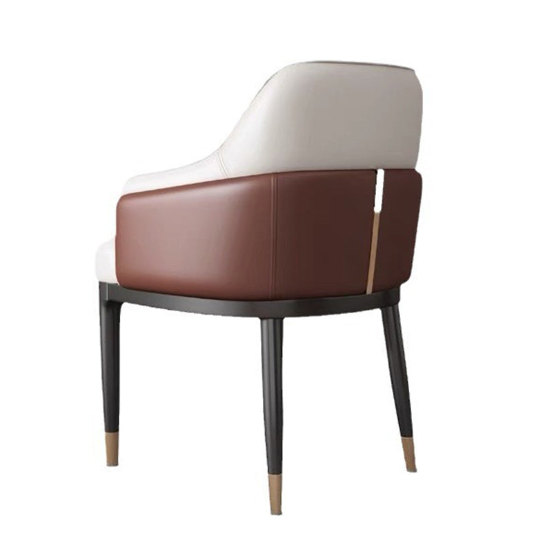 Modern Luxury Square Bent Artificial Leather Metal Dining Chair Backrest Armless For Dining Room