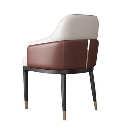 Modern Luxury Square Bent Artificial Leather Metal Dining Chair Backrest Armless For Dining Room