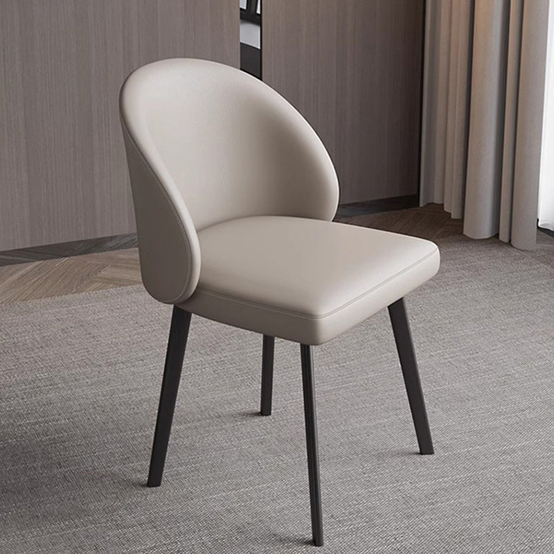 Modern Minimalist Microfiber Leather Wood Carbon Steel Sponge Square Elliptical Curved Dining Chair Backrest For Dining Room