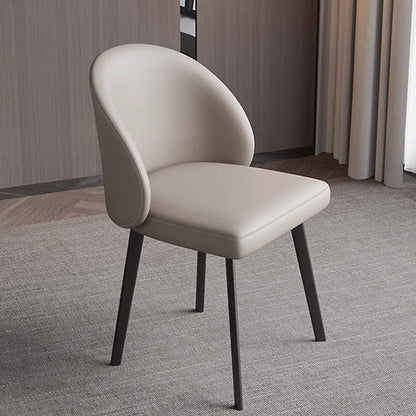 Modern Minimalist Microfiber Leather Wood Carbon Steel Sponge Square Elliptical Curved Dining Chair Backrest For Dining Room