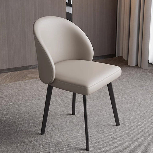 Modern Minimalist Microfiber Leather Wood Carbon Steel Sponge Square Elliptical Curved Dining Chair Backrest For Dining Room