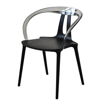 Modern Minimalist Curve Frame Plastic Dining Chair Backrest Armrest For Dining Room