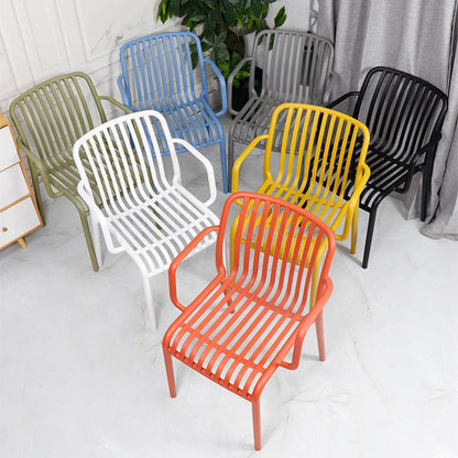 Modern Minimalist Rectangular PP Dining Chair Armrest Backrest For Dining Room