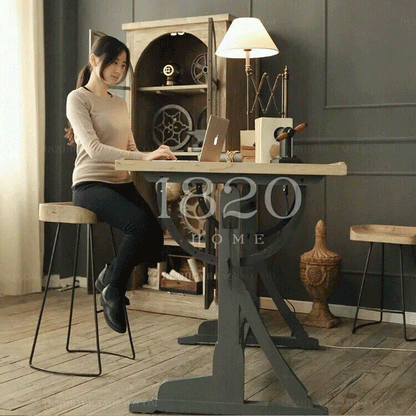Contemporary Retro Square Solid Wood Iron Bar Stool Backless Footrest For Dining Room