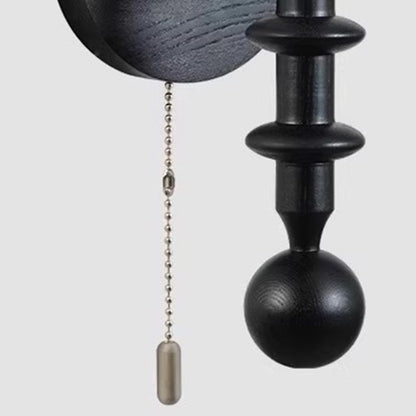 Traditional French Magic Bean Cylinder Glass Ash Wood Hardware 1-Light Wall Sconce Lamp For Living Room