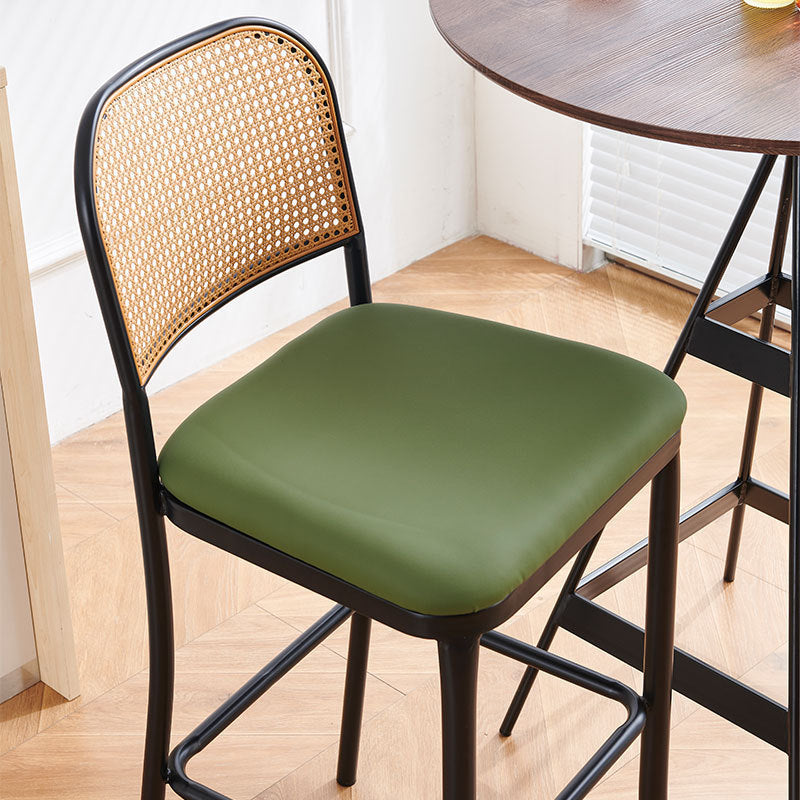 Modern Minimalist PE Nappa Leather Iron Rectangular Bar Stool Backrest Armless For Dining Room