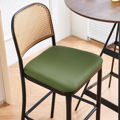Modern Minimalist PE Nappa Leather Iron Rectangular Bar Stool Backrest Armless For Dining Room