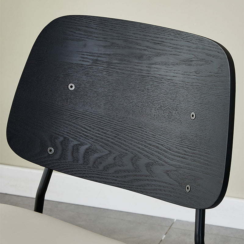 Contemporary Scandinavian Square PU Leather Metal Dining Chair Backrest Armless For Dining Room