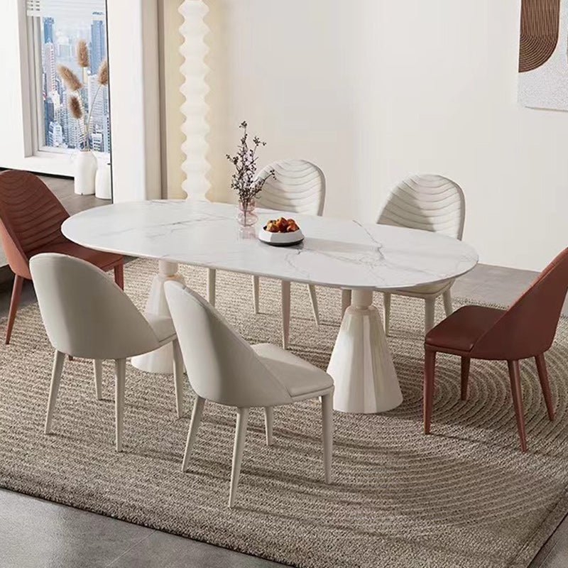 Contemporary Scandinavian Faux Leather Iron Sponge Square Shell Shape Line Design Dining Chair Backrest For Dining Room