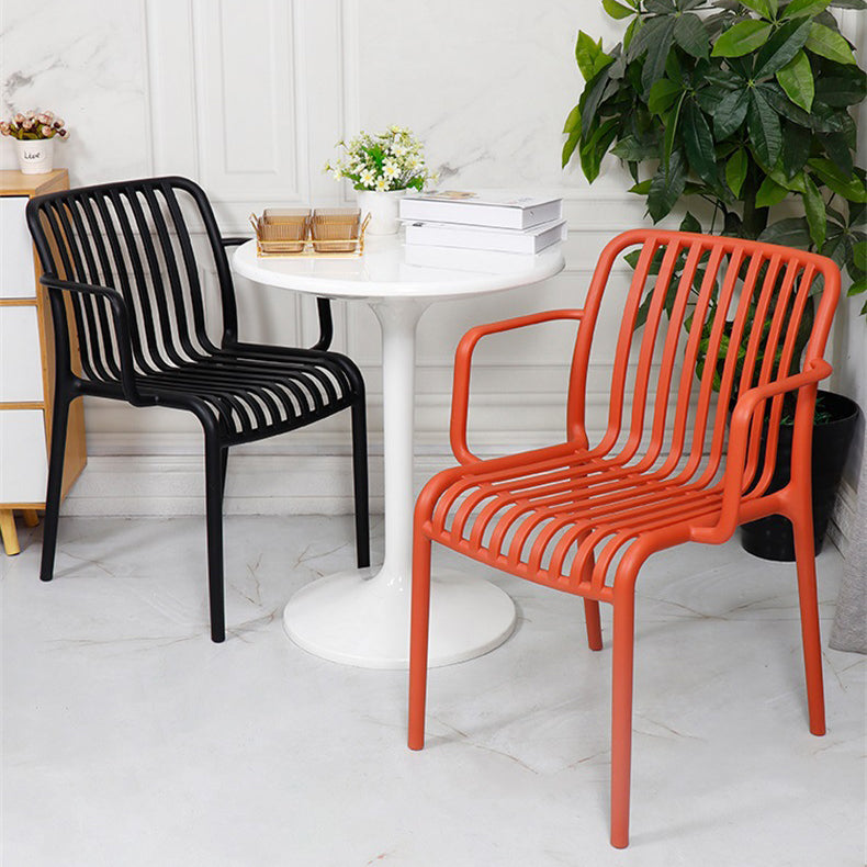 Modern Minimalist Rectangular PP Dining Chair Armrest Backrest For Dining Room