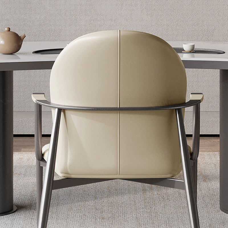 Modern Simplicity Microfiber Leather Stainless Steel Sponge Square Wraparound Dining Chair Backrest Armrest For Dining Room