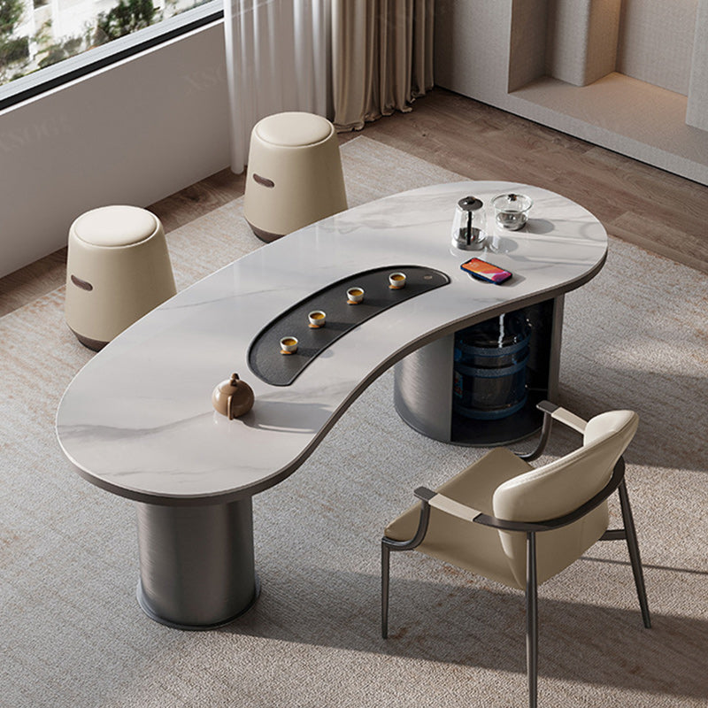 Modern Simplicity Microfiber Leather Stainless Steel Sponge Square Wraparound Dining Chair Backrest Armrest For Dining Room