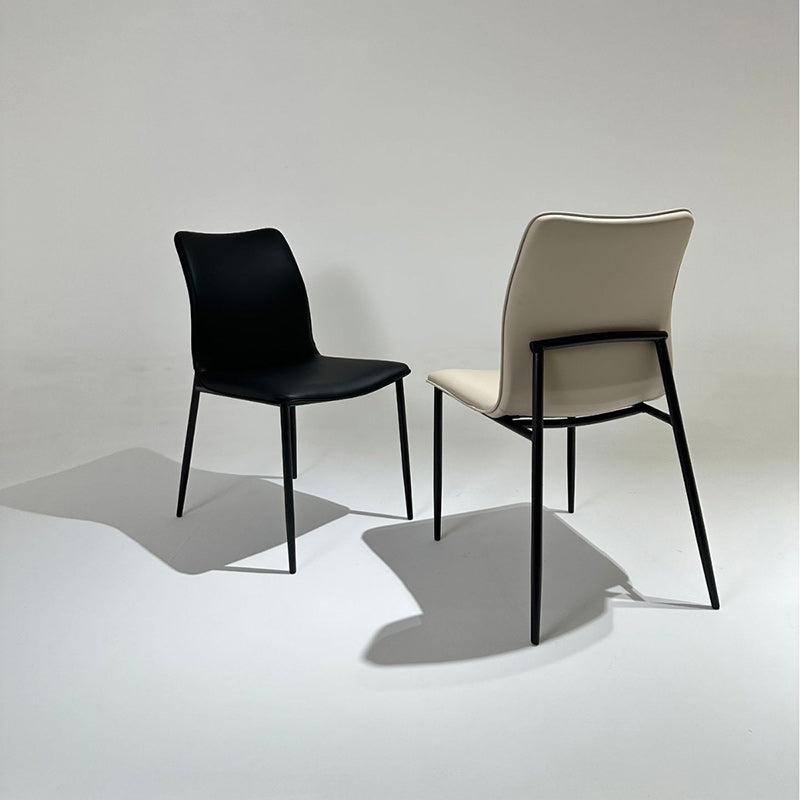 Modern Minimalist PU Leather Carbon Steel Sponge Square Dining Chair Backrest For Dining Room