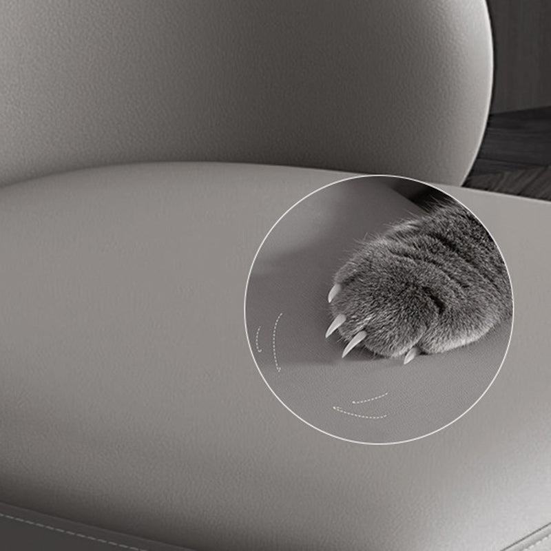 Modern Minimalist Microfiber Leather Wood Carbon Steel Sponge Square Elliptical Curved Dining Chair Backrest For Dining Room