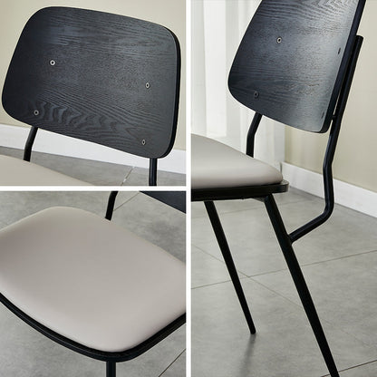 Contemporary Scandinavian Square PU Leather Metal Dining Chair Backrest Armless For Dining Room
