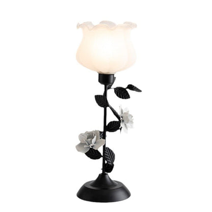 Contemporary Scandinavian Rose-shaped Iron Acrylic Glass 1-Light Table Lamp For Bedroom