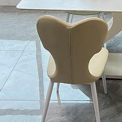 Contemporary Nordic Faux Leather Steel Square Bow Tie Dining Chair Backrest For Dining Room