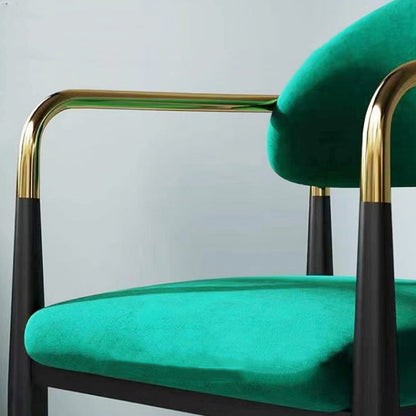 Modern Minimalist Oval Square Right Angle Velvet Fiberglass Dining Chair Backrest Arm For Dining Room