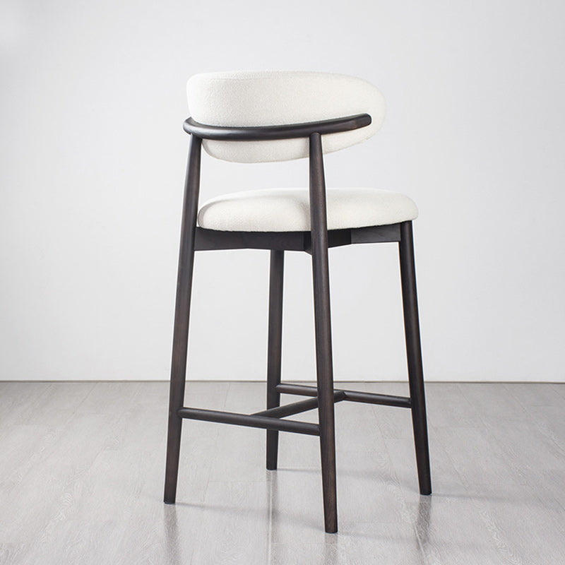 Modern Minimalist Round Upholstered Velvet Solid Wood Bar Stool Curved Backrest For Dining Room