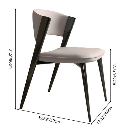 Modern Minimalist Curved Rectangular Microfiber Leather Carbon Steel Dining Chair Backrest Armless For Dining Room