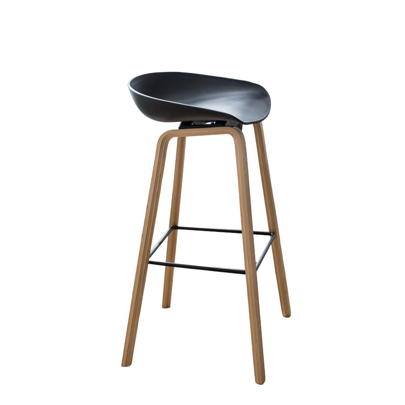 Modern Minimalist Rectangular PP Wood Bar Stool Backless Armless For Dining Room