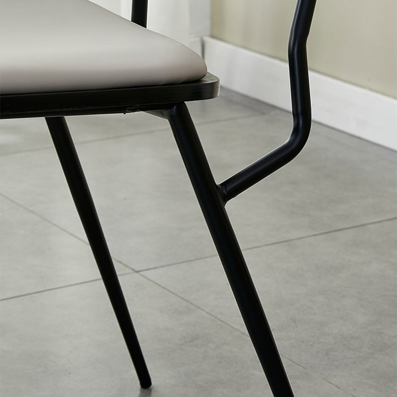 Contemporary Scandinavian Square PU Leather Metal Dining Chair Backrest Armless For Dining Room
