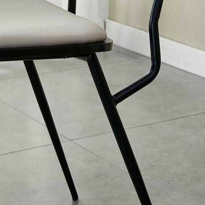 Contemporary Scandinavian Square PU Leather Metal Dining Chair Backrest Armless For Dining Room