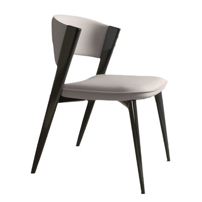 Modern Minimalist Curved Rectangular Microfiber Leather Carbon Steel Dining Chair Backrest Armless For Dining Room