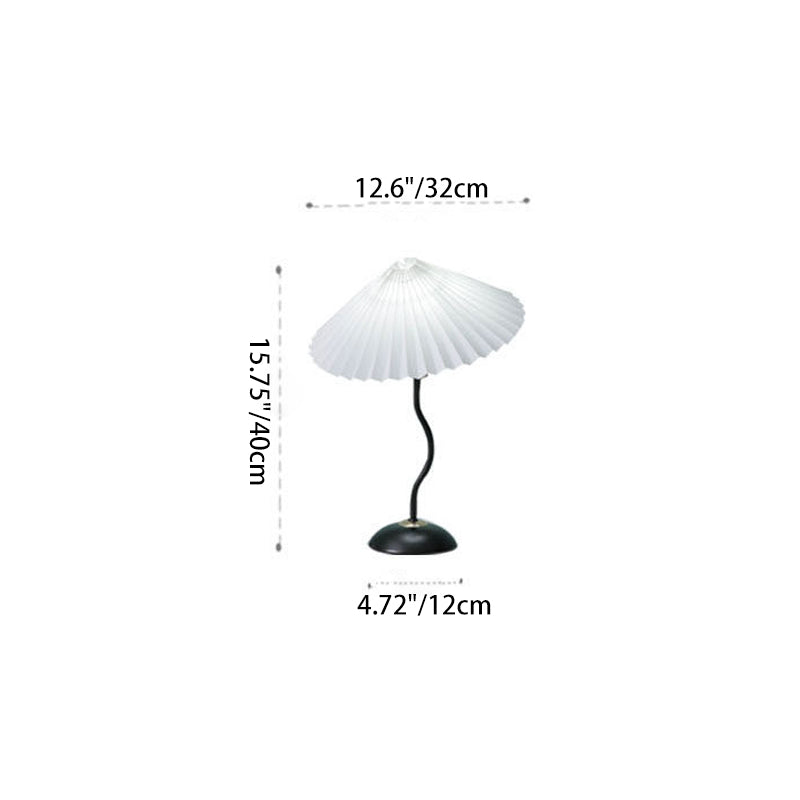 Vintage Danish Pleated Umbrella Bend Base 1-Light Table Lamp