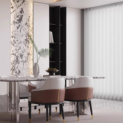 Modern Luxury Square Bent Artificial Leather Metal Dining Chair Backrest Armless For Dining Room