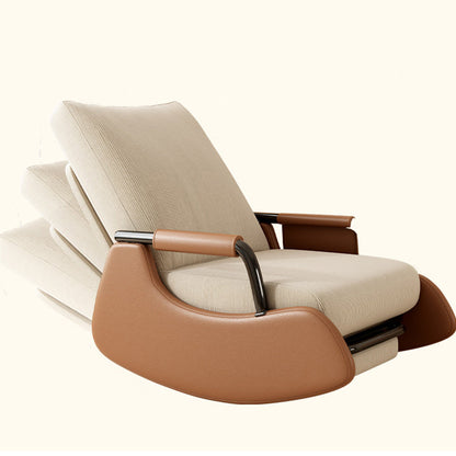 Modern Simplicity Corduroy Cotton Sponge Faux Leather Wood Carbon Steel Square Recliner Foldable Backrest Footrest For Bedroom