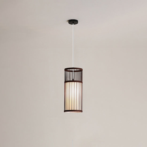 Japanese Zen Bamboo Weaving Lantern 1-Light Pendant Light