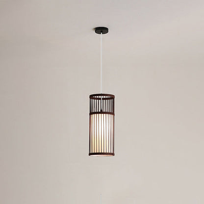 Japanese Zen Bamboo Weaving Lantern 1-Light Pendant Light