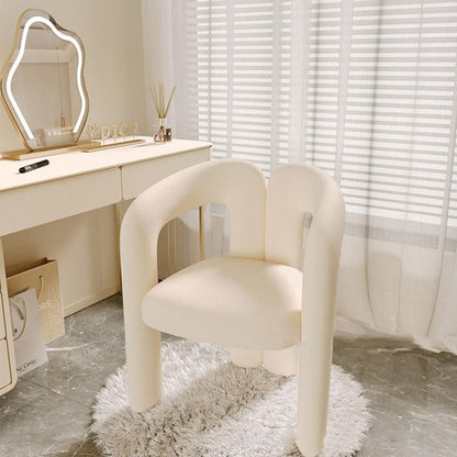 Contemporary Creative Curved Velvet Iron Vanity Stool Backrest Armless For Bedroom