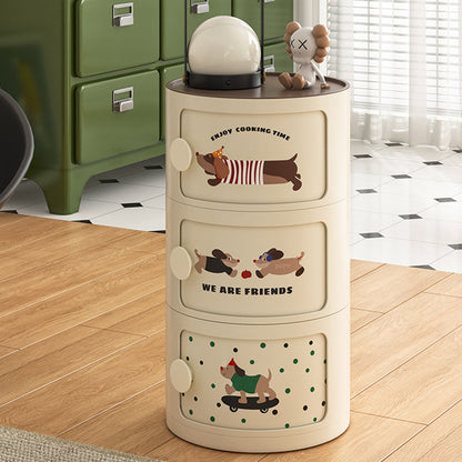 Contemporary Creative Cylindrical ABS Nightstand 2/3 Drawer For Bedroom