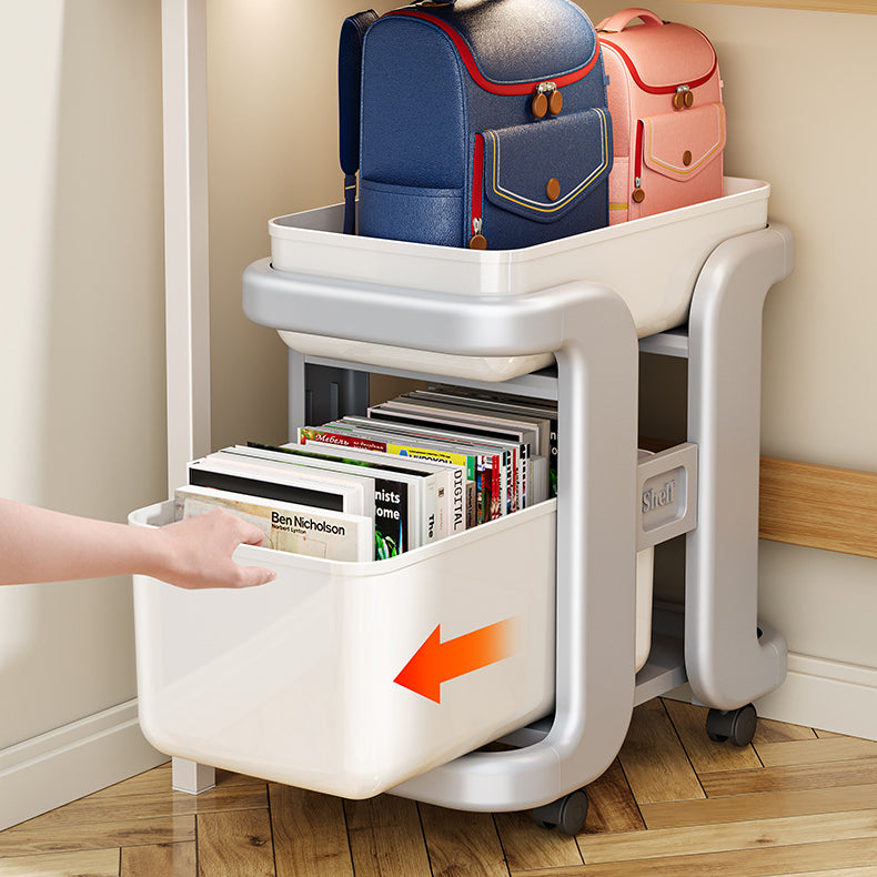 Modern Minimalist Rectangular Movable PP End Table 2-Tier For Bedroom