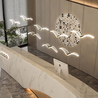 ثريا LED من الحديد الأكريليك مستطيلة الشكل بتصميم طائر النورس الإسكندنافي المعاصر لغرفة الطعام