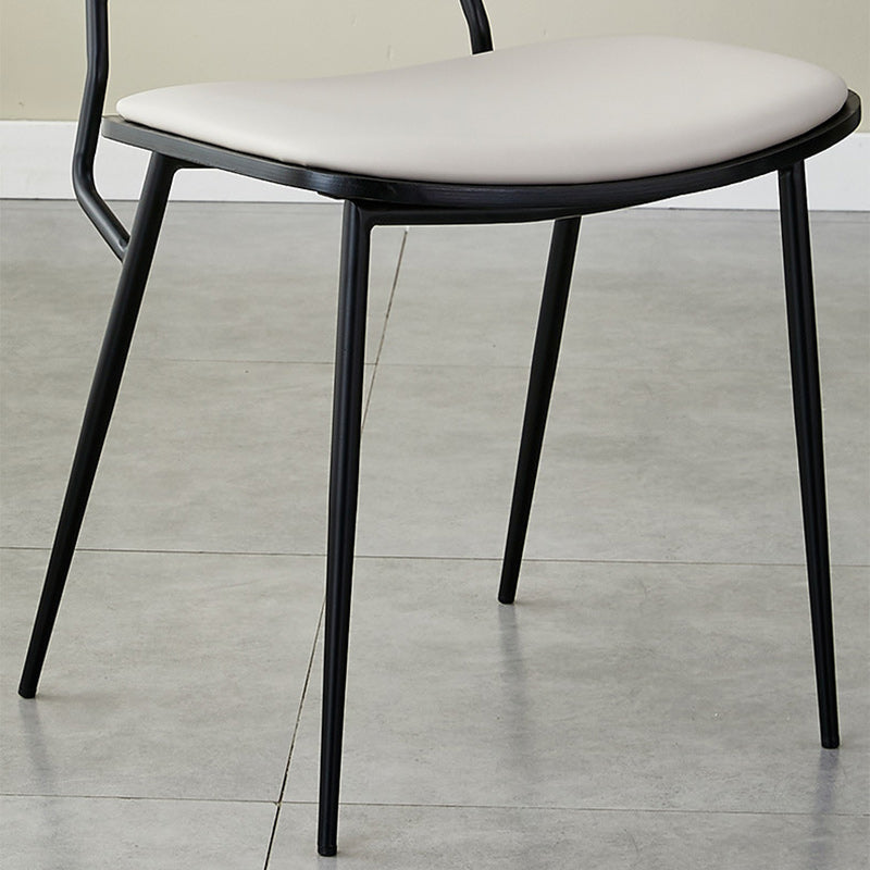 Contemporary Scandinavian Square PU Leather Metal Dining Chair Backrest Armless For Dining Room
