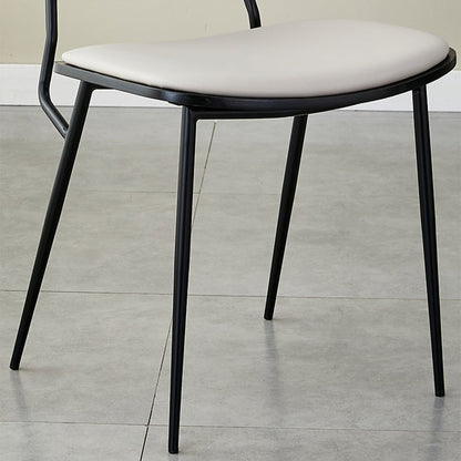 Contemporary Scandinavian Square PU Leather Metal Dining Chair Backrest Armless For Dining Room