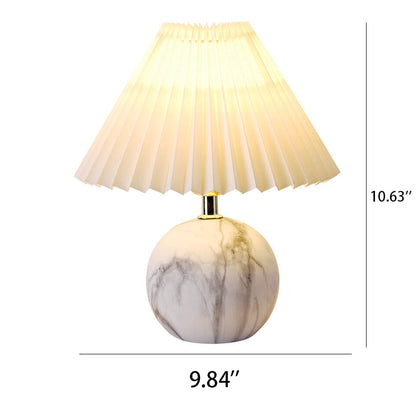 Vintage Pleated Fabric Lampshade Ceramic 1-Light Table Lamp