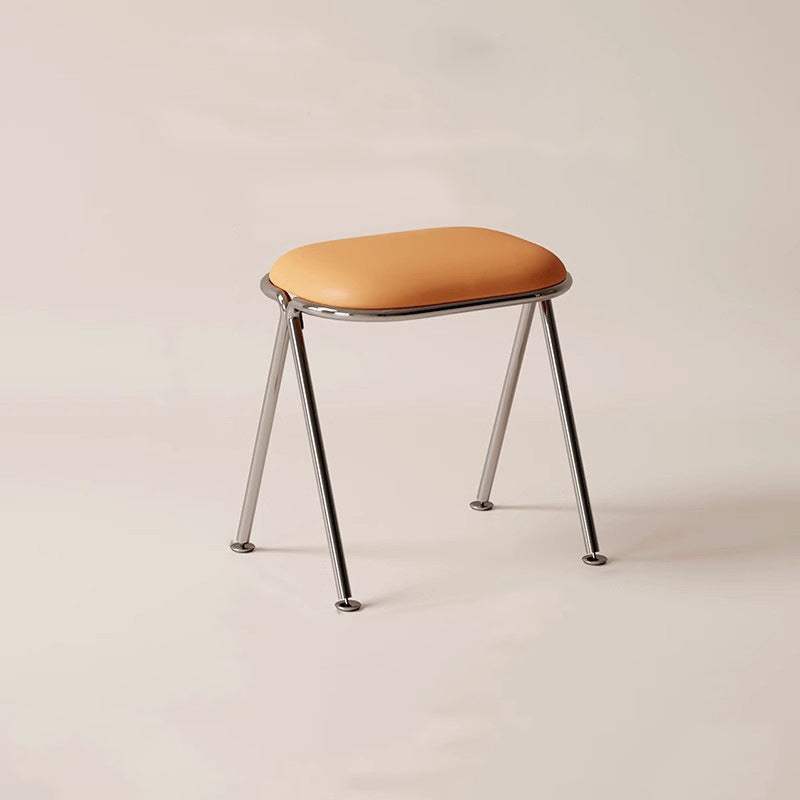 Contemporary Nordic Rectangular PU Leather Metal Vanity Stool For Bedroom