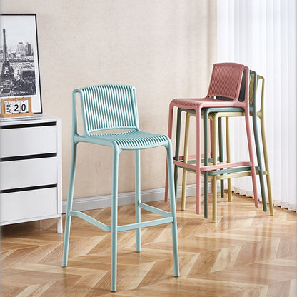 Modern Minimalist Rectangular PP Bar Stool Backrest Footrest For Dining Room