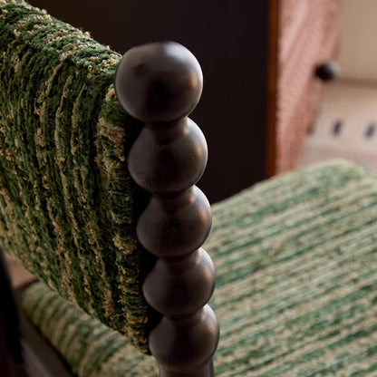 Traditional French Rectangular Chenille Yarn Solid Wood Dining Chair Backrest Armless For Dining Room