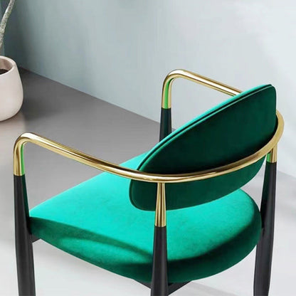 Modern Minimalist Oval Square Right Angle Velvet Fiberglass Dining Chair Backrest Arm For Dining Room