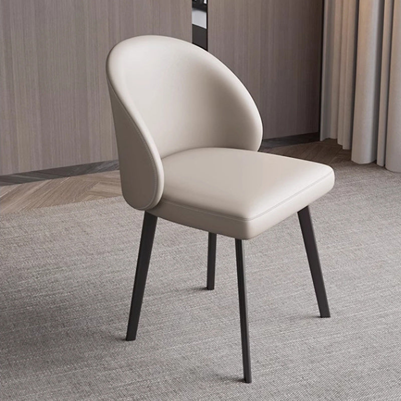 Modern Minimalist Microfiber Leather Wood Carbon Steel Sponge Square Elliptical Curved Dining Chair Backrest For Dining Room