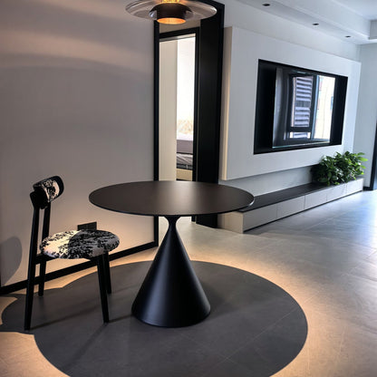 Modern Minimalist Round Solid Multi-Layer Plate Carbon Steel Dining Table for 4 Seats